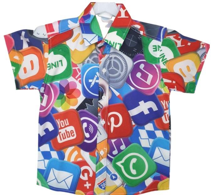 Social media button up shirt