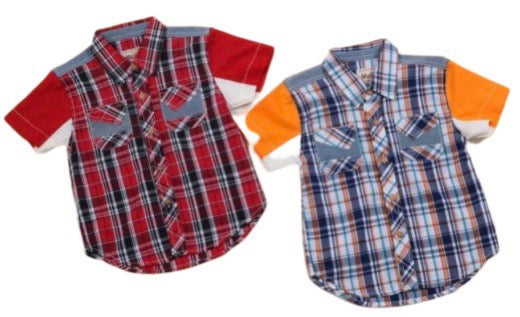 Button up shirt - red and orange check