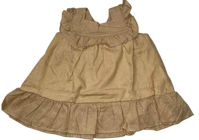 Dress with frill neck - beige