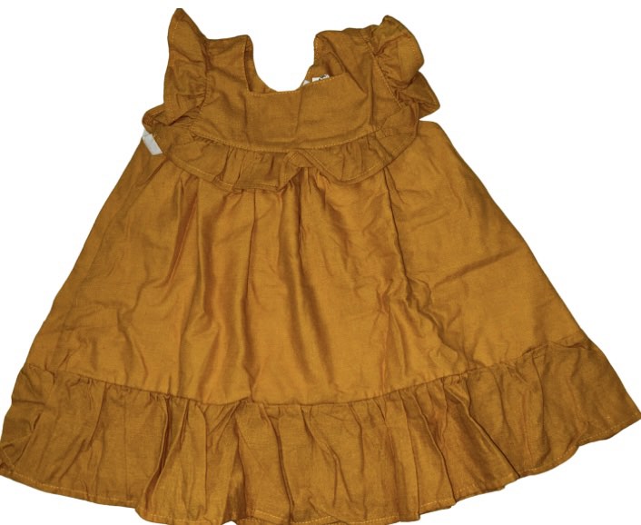 Dress with frill neck - mustard