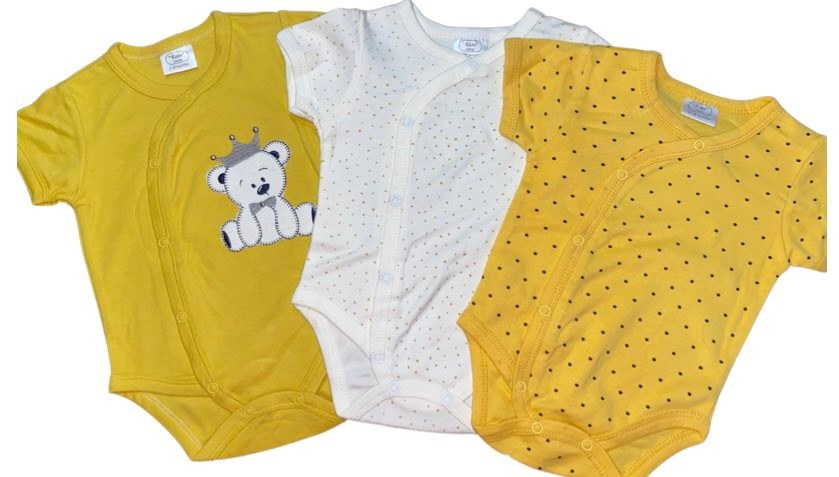 Set of 3 bodysuits - bears/mustard/spots
