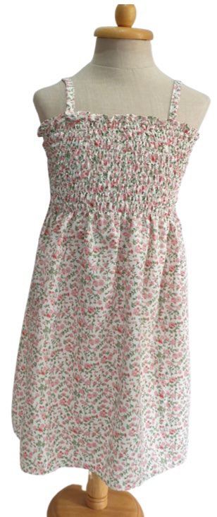 Shoe string dress - white/pink floral