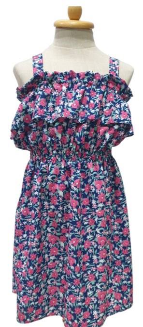 Frill dress - navy/pink florals