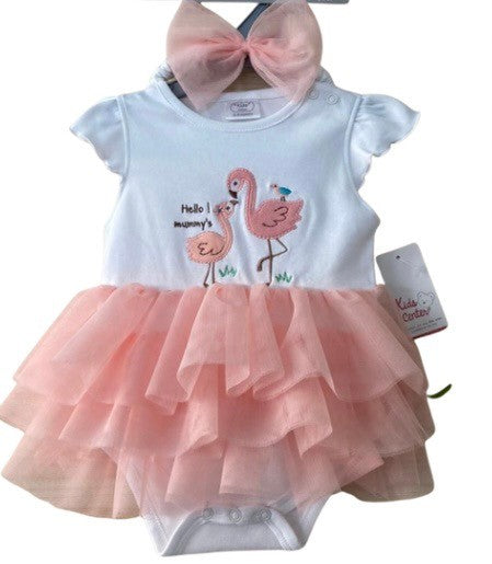 Flamingo tutu romper with headband