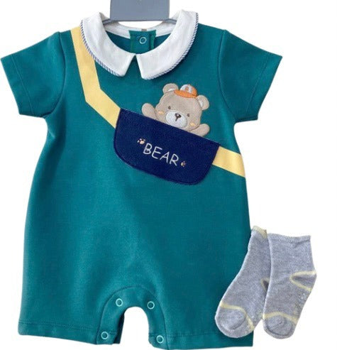 Bear jumpsuit with socks