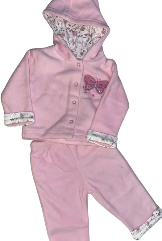 Pink butterfly polar fleece set